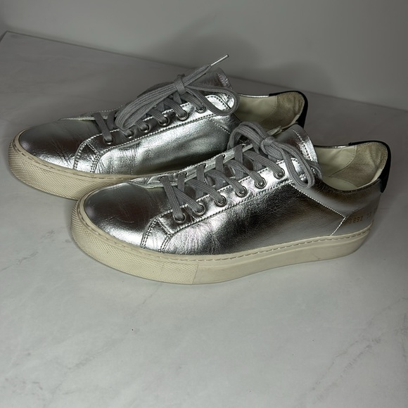 Common Projects Women’s Original Achilles Silver Leather Low-Top Sneakers